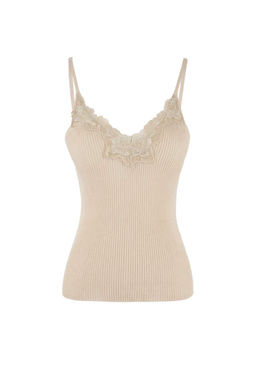 Bej 2li Yazl?k Ozel Iplik Dantel Detayl? Triko Bluz-H?rka TWOSS26HI00016 - Trendyolmilla фото 7