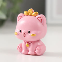 Цена за 4 шт. Фигурка полистоун «Кошечка с золотым колокольчиком», 2×3×5 см, МИКС
