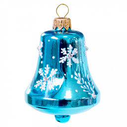 Елочная игрушка фигурка стеклянная "Колокольчик-7" д5,3см, h8,5см, ручная художественная роспись, подарочная упаковка (Россия)