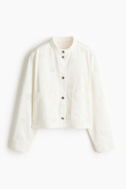 Chaqueta de sarga con bordado ingl?s