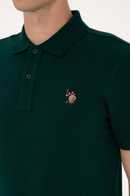 Erkek Slim Fit Polo Yaka Koyu Ye_il Basic Ti__rt - U.s. polo assn фото 7