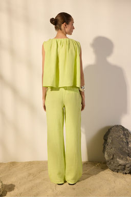 Lacivert %100 Keten Beli Lastikli Yuksek Bel Wide Leg Pantolon TWOSS24JE00249 - Trendyolmilla фото 41