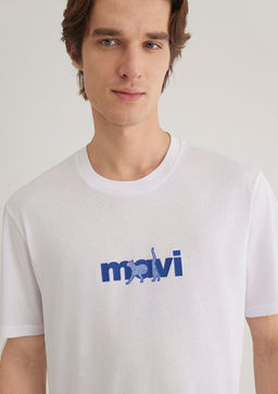 Mavi Kedi Bask?l? Beyaz Tisort  фото 6