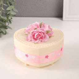 Шкатулка музыкальная механическая Нежные розы, пластик, молочная, 12?13.5?10.5 см