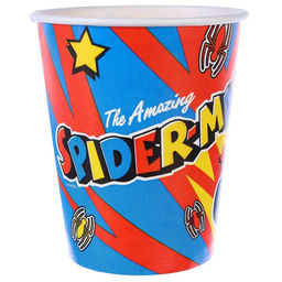 Цена за 10 шт. Стакан бумажный "С Днем Рождения!", 250 мл, Человек-паук