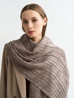 Большой, двусторонний однотонный палантин из жатого полотна вареный хлопок. - Tantino фото 4