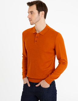 Свитер из полушерстяного трикотажа с воротником-поло стандартного кроя плитки - Cacharel фото 9