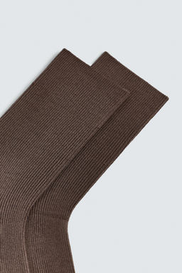 CALCETINES RIB MEZCLA ALGOD?N / Marr?n - Zara фото 3