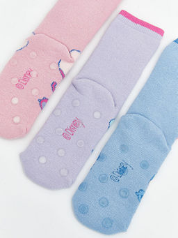 Stitch ve Angel Desenli K?z ?ocuk Havlu Soket ?orap 3l?