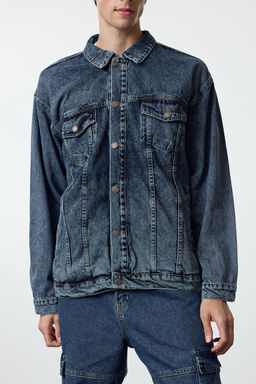 TRENDYOL MAN Ac?k Mavi Regular Ac?k Mavi Erkek Oversize Denim Kot Ceket TMNAW23CE00037 - Trendyolmilla фото 4