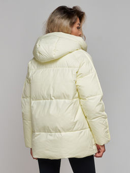 Зимняя женская куртка модная с капюшоном светло-желтого цвета 52308SJ - HULDLUCK фото 21