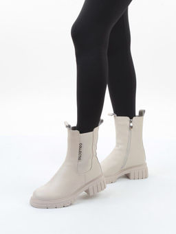 04-PAM370-2Z LT. BEIGE Ботинки зимние женские (натуральная кожа, 100% шерсть)