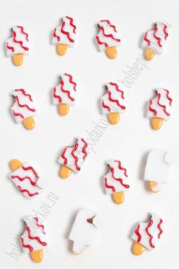 Кабошон "Мороженое на палочке, полоски" (20 шт) SF-3106, белый