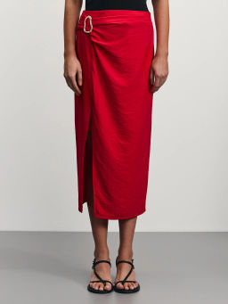 Юбка миди с разрезом и пряжкой из вискозы / Zarina  фото 3