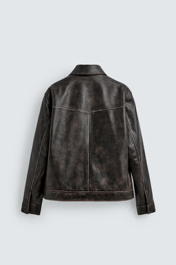 VINTAGE-EFFECT WASHED LEATHER JACKET LIMITED EDITION - Zara фото 9