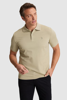 Erkek A__k Haki Regular Fit Polo Yaka Basic Ti__rt