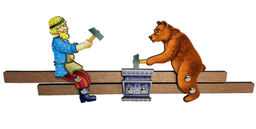 Богородская игрушка "Кузнецы: Мужик и медведь" окраш. арт.8764 /45 (РНИ)