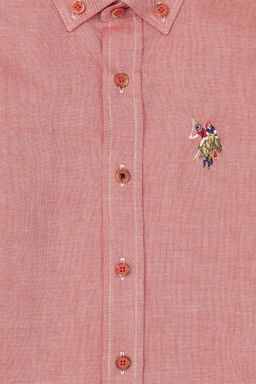 Красная базовая рубашка с длинным рукавом для мальчика - U.s. polo assn фото 3