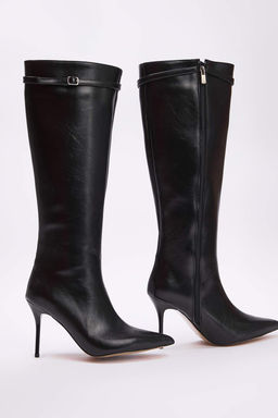 Siyah Kemer Detayl? Ince Topuklu Kad?n cizme TAKAW26CZ00036