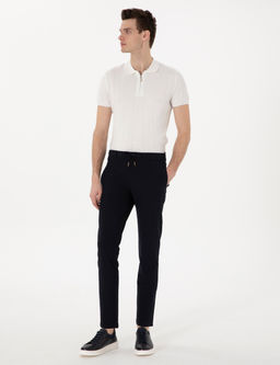 Lacivert Slim Fit Jogger Kanvas Pantolon