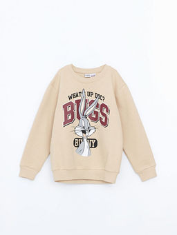 Bisiklet Yaka Bugs Bunny Bask?l? Erkek ?ocuk Sweatshirt