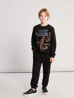 Bisiklet Yaka Bask?l? Erkek ?ocuk E?ofman Tak?m