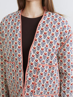 ?i?ekli Oversize Kad?n Mont