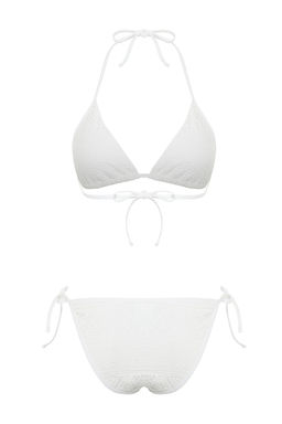 TRENDYOLMILLA Siyah Ucgen Baglamal? Dokulu Regular Bikini Tak?m? TBESS24BT00024 фото 12