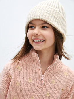 Yar?m Bal?k?? Yaka Nak??l? Uzun Kollu K?z ?ocuk Triko Kazak - Waikiki фото 3