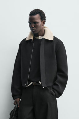 NEOPRENE-EFFECT JACKET WITH CONTRAST COLLAR - Zara фото 2