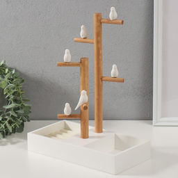 Подставка для украшений «Птички на дереве», белый, 24×12×32 см