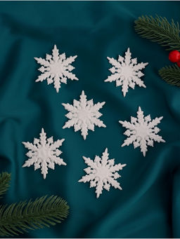 Цена за 2 шт. Ёлочные игрушки набор 6 шт. Зимнее волшебство. Снежинка полярная, d=6 см, белый