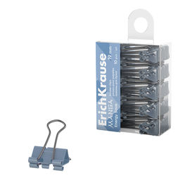 АКЦИЯ СТОК Цена за 10 шт. Зажимы для бумаг Energy Save ErichKrause Manga, 19 мм, Pale Blue (в пэт-боксе по 10 шт.)