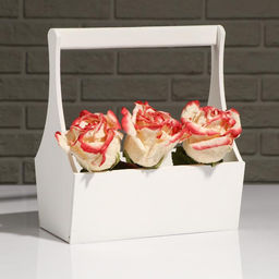 Кашпо деревянное Виллиан Лонг, с ручкой, белый, 2512,510(28) см