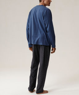 ATLANTIC NMP-389 Пижама мужская Small Print темно-голубой + темно-синий фото 3