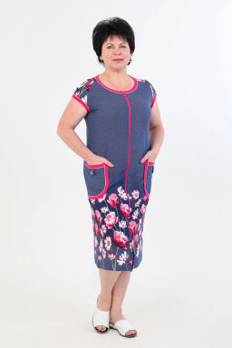 Халат женский, цвет синий розовый