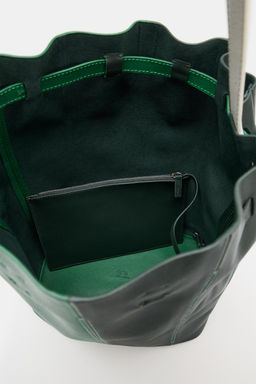 MAXI BOLSO PIEL COMBINADO / Verde - Zara фото 6