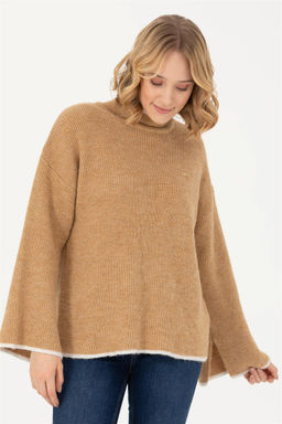 Женский свитер с высоким воротником песочного цвета - U.s. polo assn фото 3