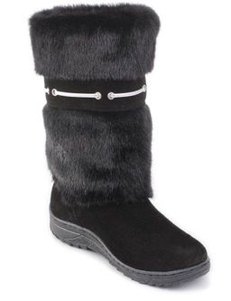 Унты женские на литой подошве черные, норка черная - Roshva фото 4