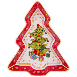 БЛЮДО LEFARD С НОВЫМ ГОДОМ! В ФОРМЕ ЕЛКИ 25Х21Х4 СМ КРАСНОЕ