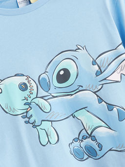 Bisiklet Yaka Stitch Bask?l? K?z ?ocuk Ti??rt