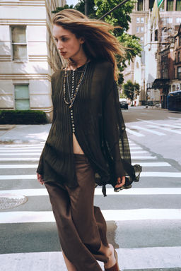 ZW COLLECTION WIDE-LEG TROUSERS WITH VENTS
