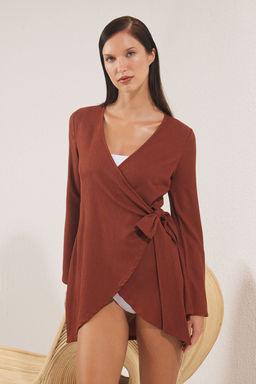 Trendyolmilla Siyah Mini Dokuma Baglamal? Plaj Elbisesi TBESS24EL00072  фото 11