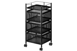 Этажерка 3-х ярусная 27*27*64 см Черная с выдвижными корзинами, на колесиках, металлическая - Elan gallery фото 5