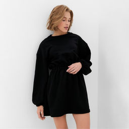 Платье с кулиской женское MINAKU: Casual Collection, чёрное, размер 46