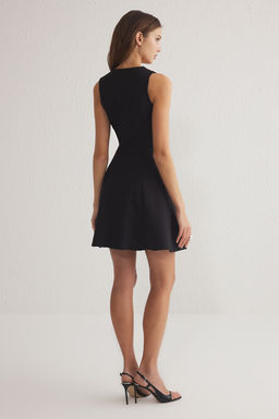 Siyah Dugmeli Mini Dokuma Ceket Elbise TWOSS25EL00117