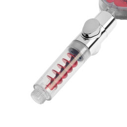 Лейка для душа ZEIN Z4088, микроточки, кнопка «стоп», вентилятор, спираль, красный/хром