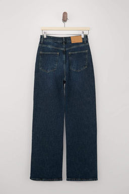 Koyu Mavi Yuksek Bel Az Esnek Wide Leg Genis Paca Jeans TWOSS26JE00153 - Trendyolmilla фото 2