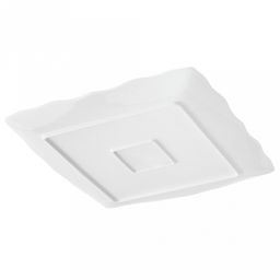 "Русь" Тарелка мелкая фарфоровая 270х270мм h20мм, квадратная, белый, рельефный декор, волнистый край (Китай)