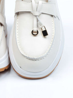 01-5281-2 WHITE Ботинки демисезонные женские (натуральная кожа, байка)